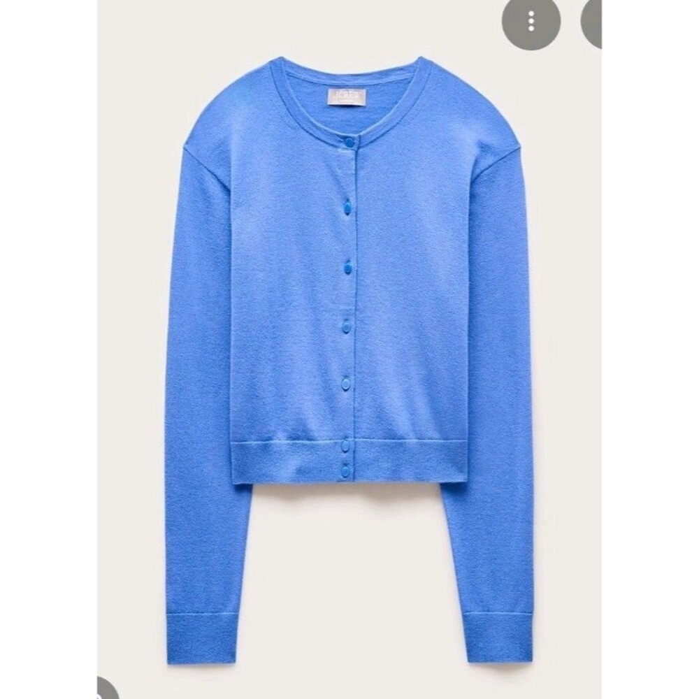 J.Crew Featherweight Cashmere Cardigan Long Sleeves Blue BZ400 $168 Size M NWT